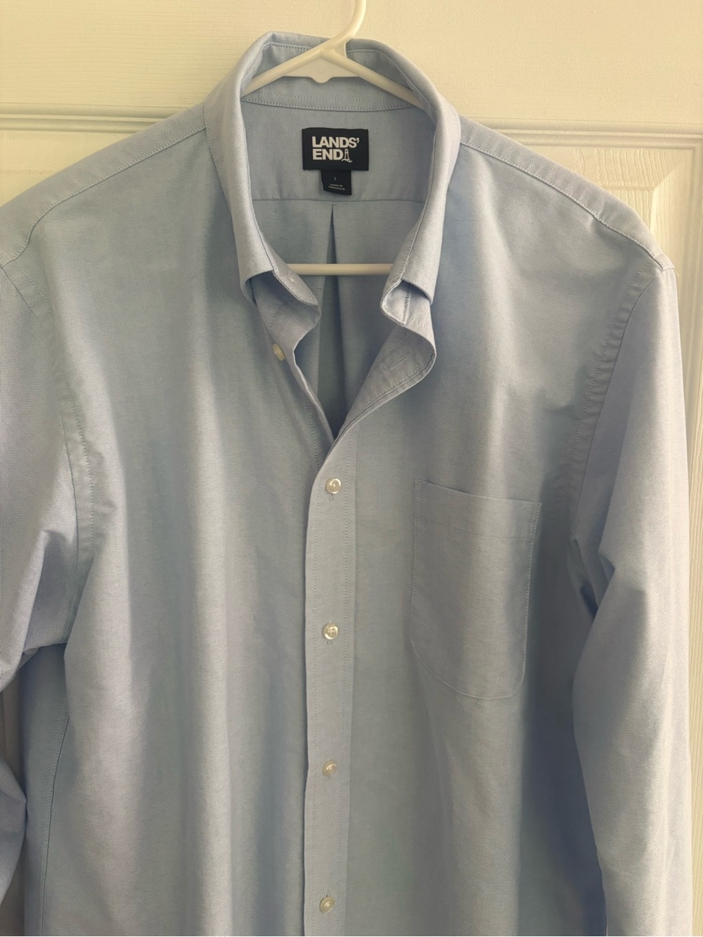 Lands' End Men's Light Blue Oxford Dress Shirt